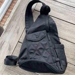 IHKWIP Convertible Black Quilted Sling Bag Backpack